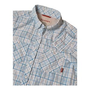 Simms Plaid Check‎ Cor3 Core 3 Fishing Shirt Outdoor Pearl Snap Men's M